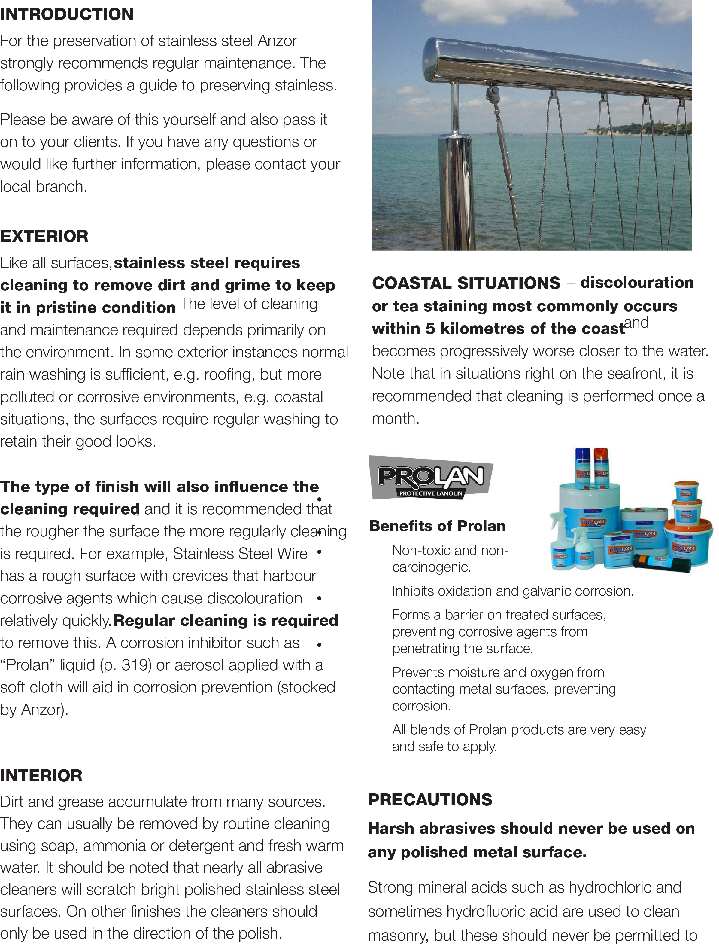 Technical / Cleaning and Maintenance of Stainless Steel Anzor Fasten